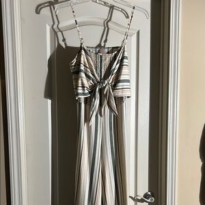 Striped Tie-Front Jumpsuit